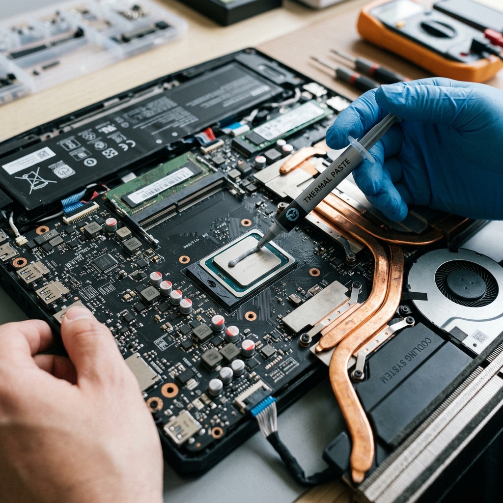 Laptop processor thermal paste servicing Hello TukTuk Noida