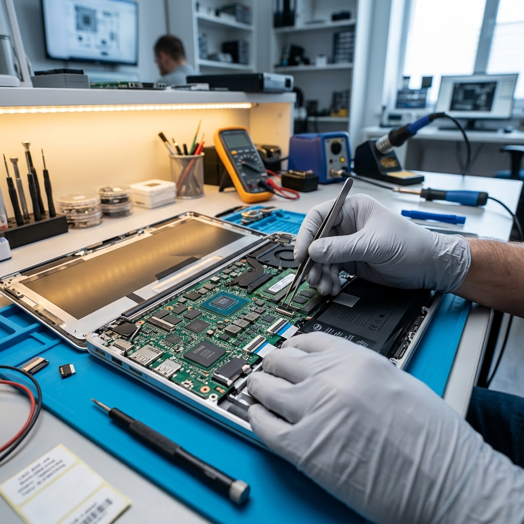 Laptop repair technician at workspace Hello TukTuk Onsite Noida